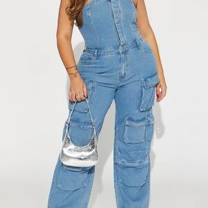 Bnwt fashion nova dixi denim jumpsuit